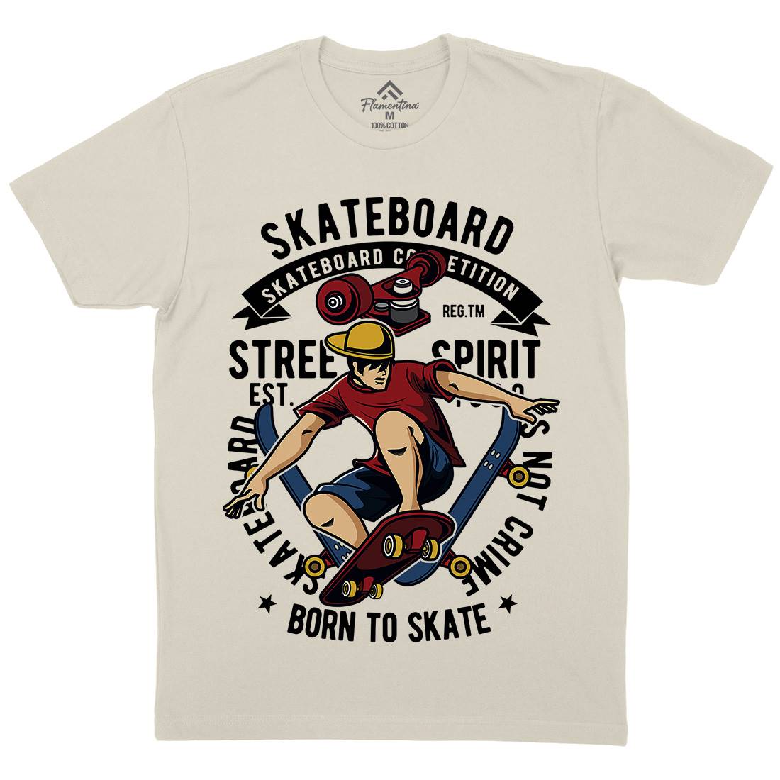 Skateboard Mens Organic Crew Neck T-Shirt Skate C439