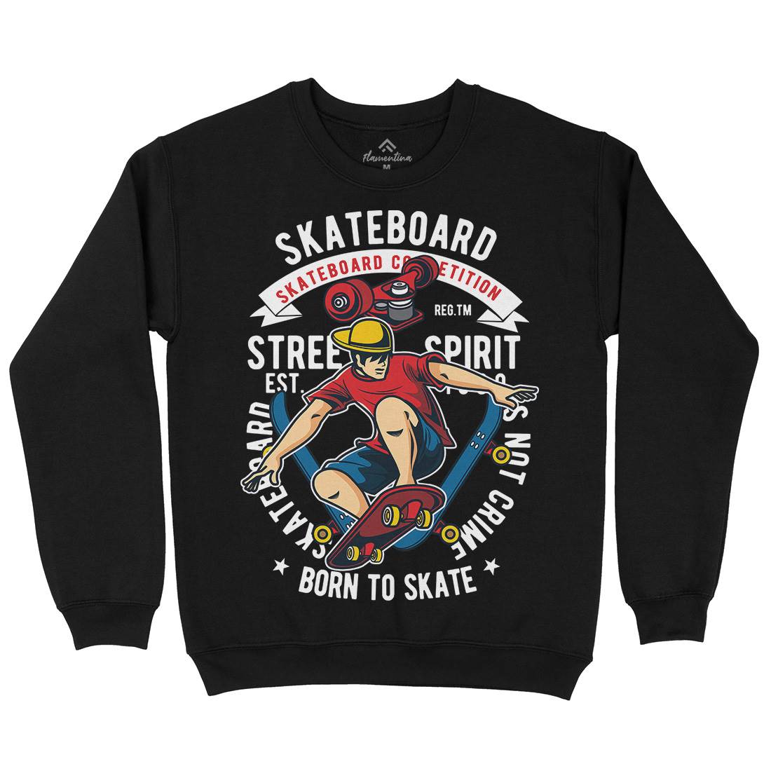 Skateboard Mens Crew Neck Sweatshirt Skate C439