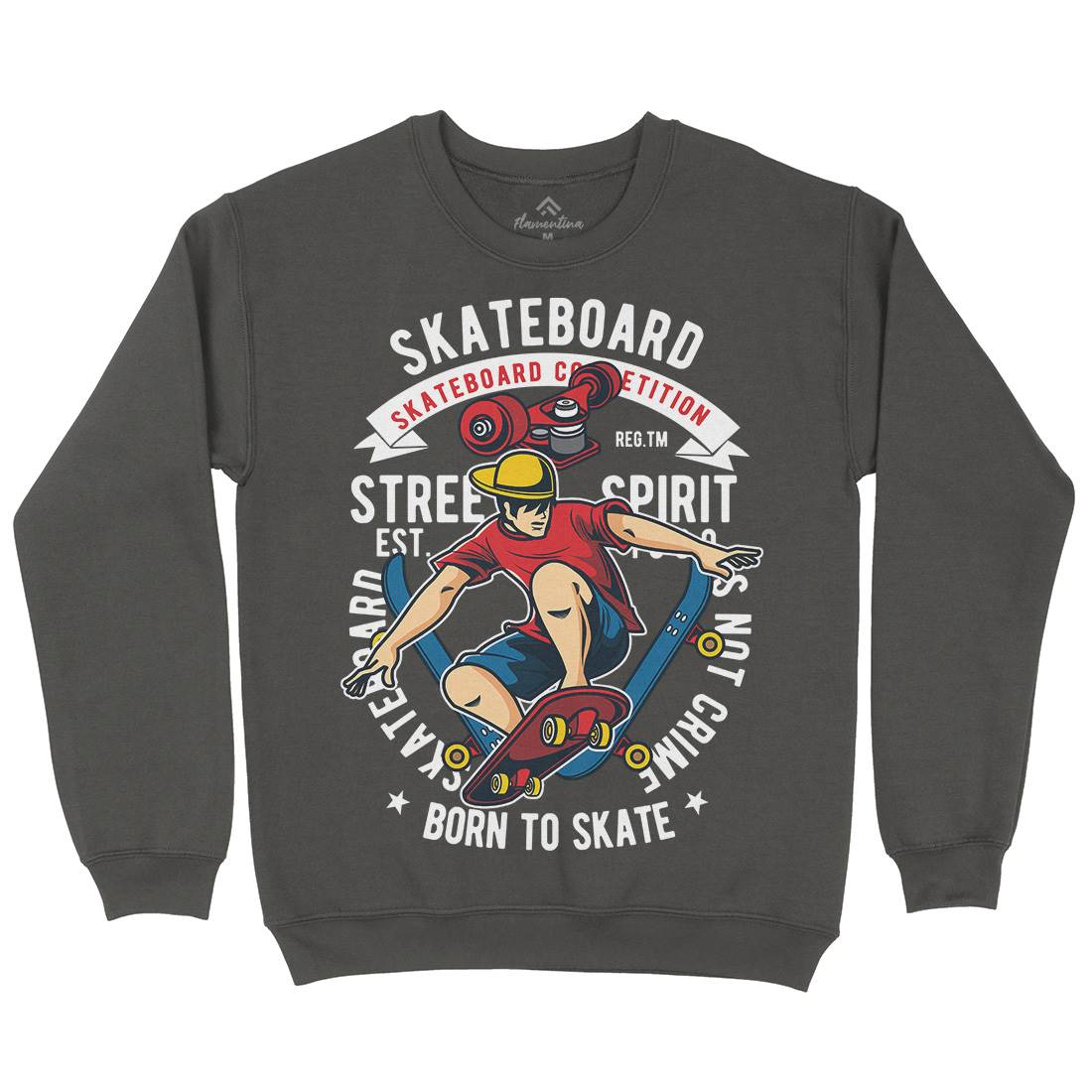 Skateboard Mens Crew Neck Sweatshirt Skate C439