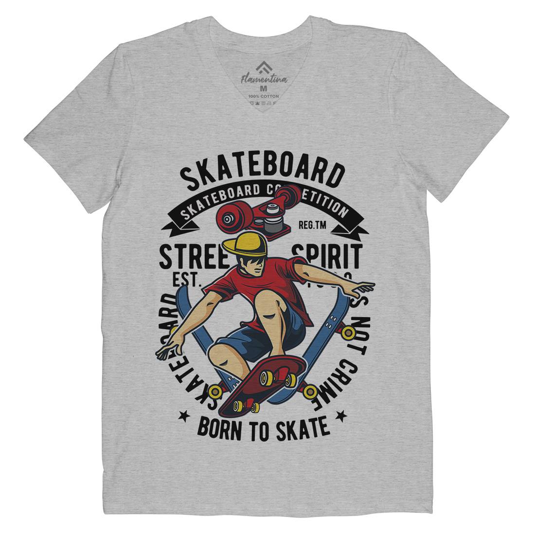 Skateboard Mens Organic V-Neck T-Shirt Skate C439