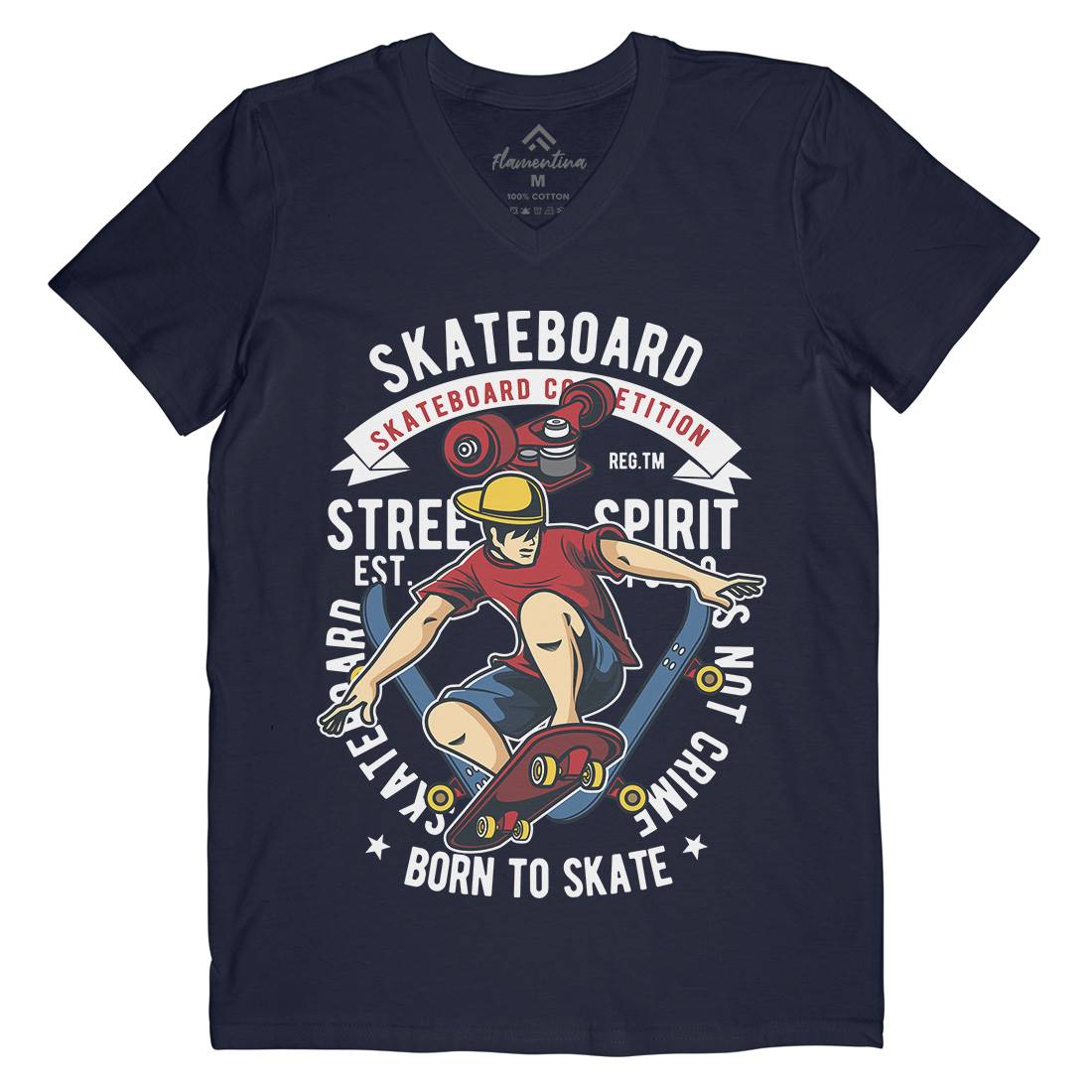Skateboard Mens V-Neck T-Shirt Skate C439