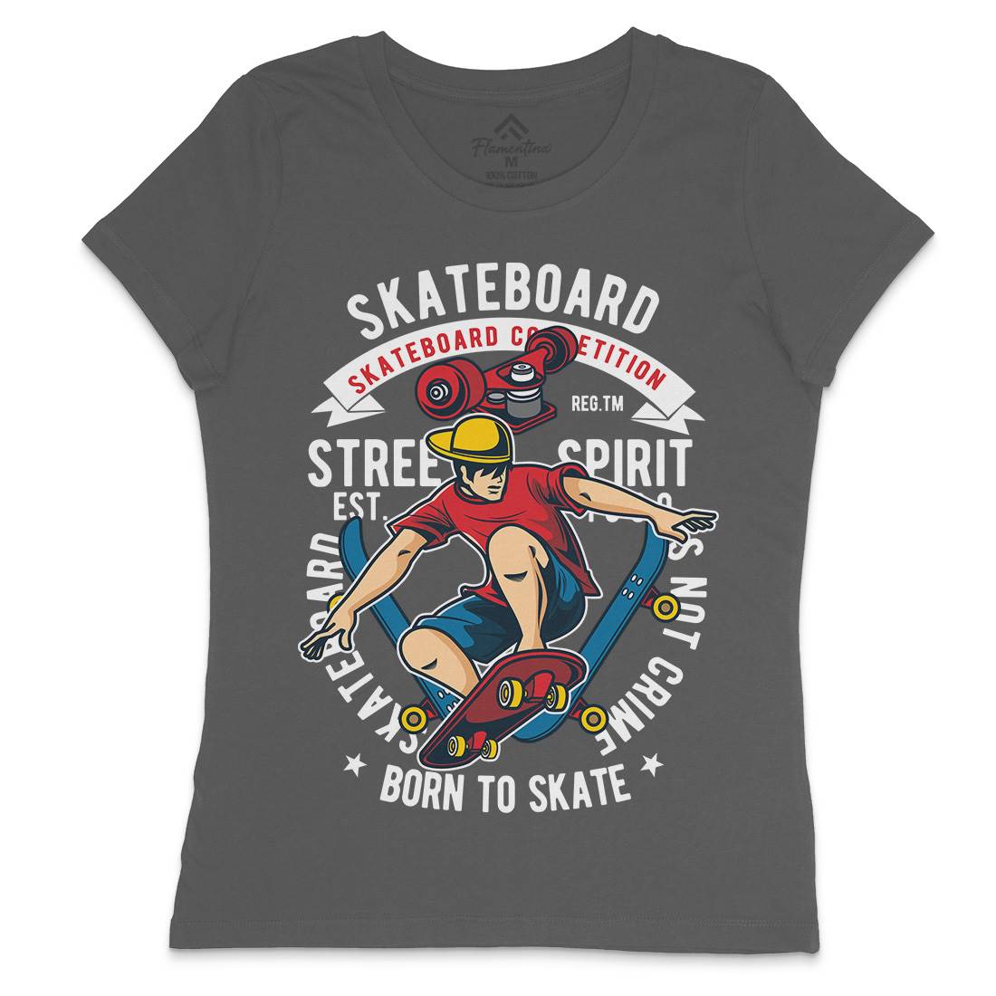 Skateboard Womens Crew Neck T-Shirt Skate C439