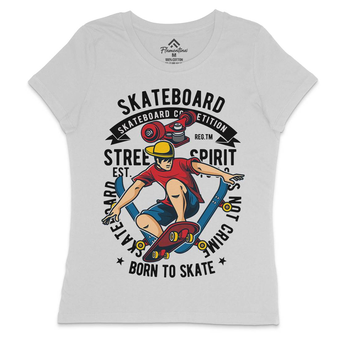 Skateboard Womens Crew Neck T-Shirt Skate C439