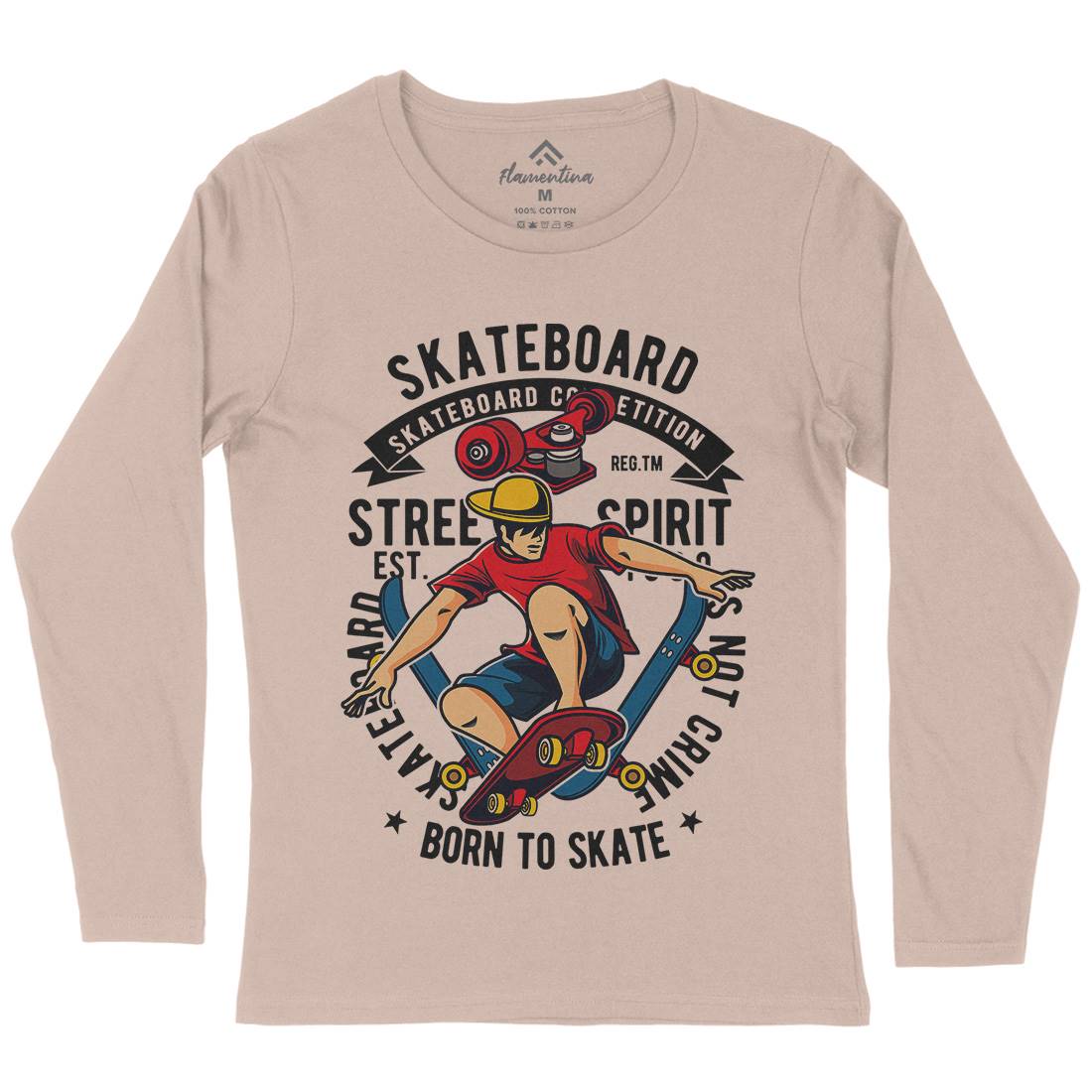 Skateboard Womens Long Sleeve T-Shirt Skate C439
