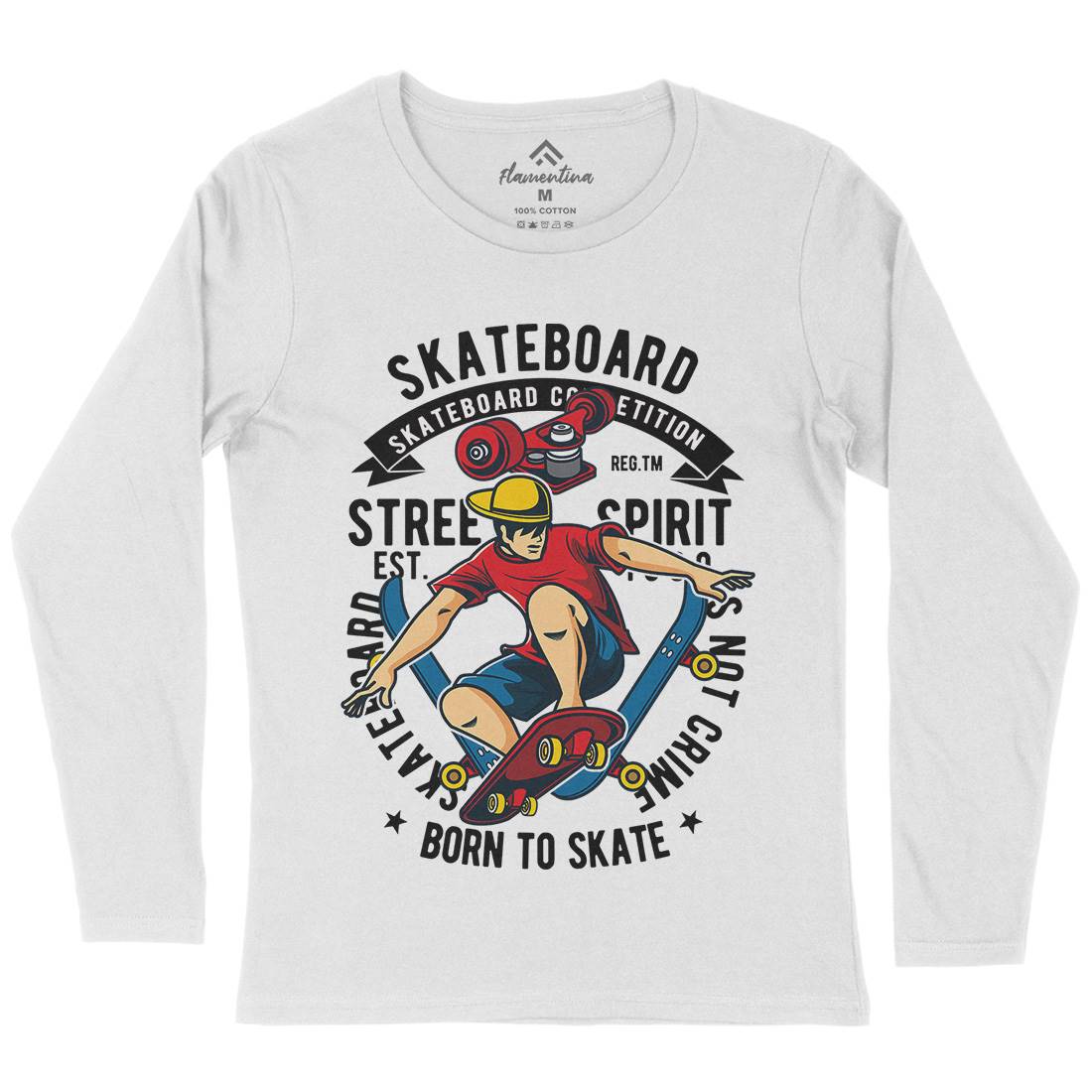 Skateboard Womens Long Sleeve T-Shirt Skate C439