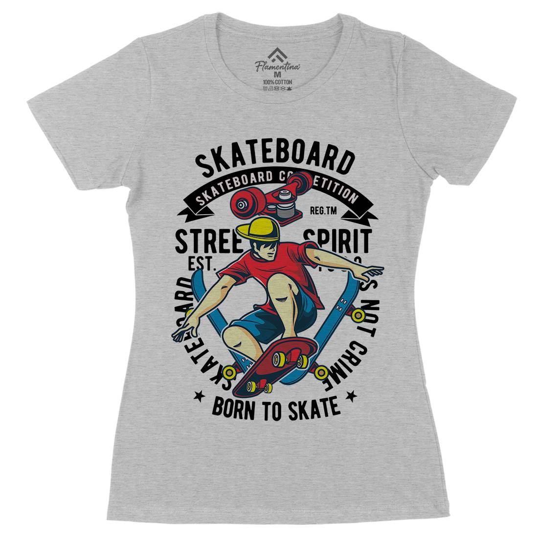 Skateboard Womens Organic Crew Neck T-Shirt Skate C439