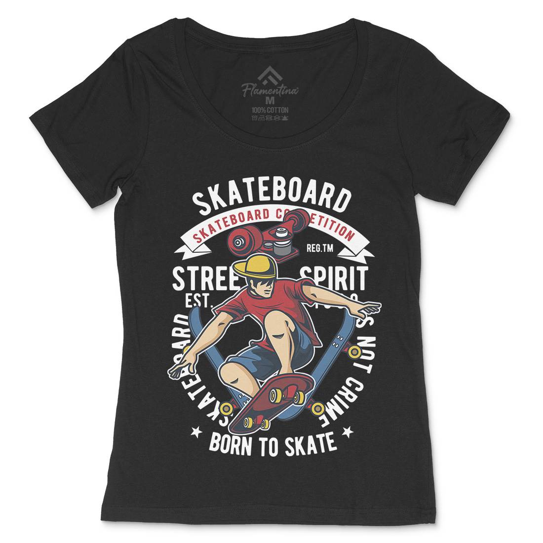 Skateboard Womens Scoop Neck T-Shirt Skate C439