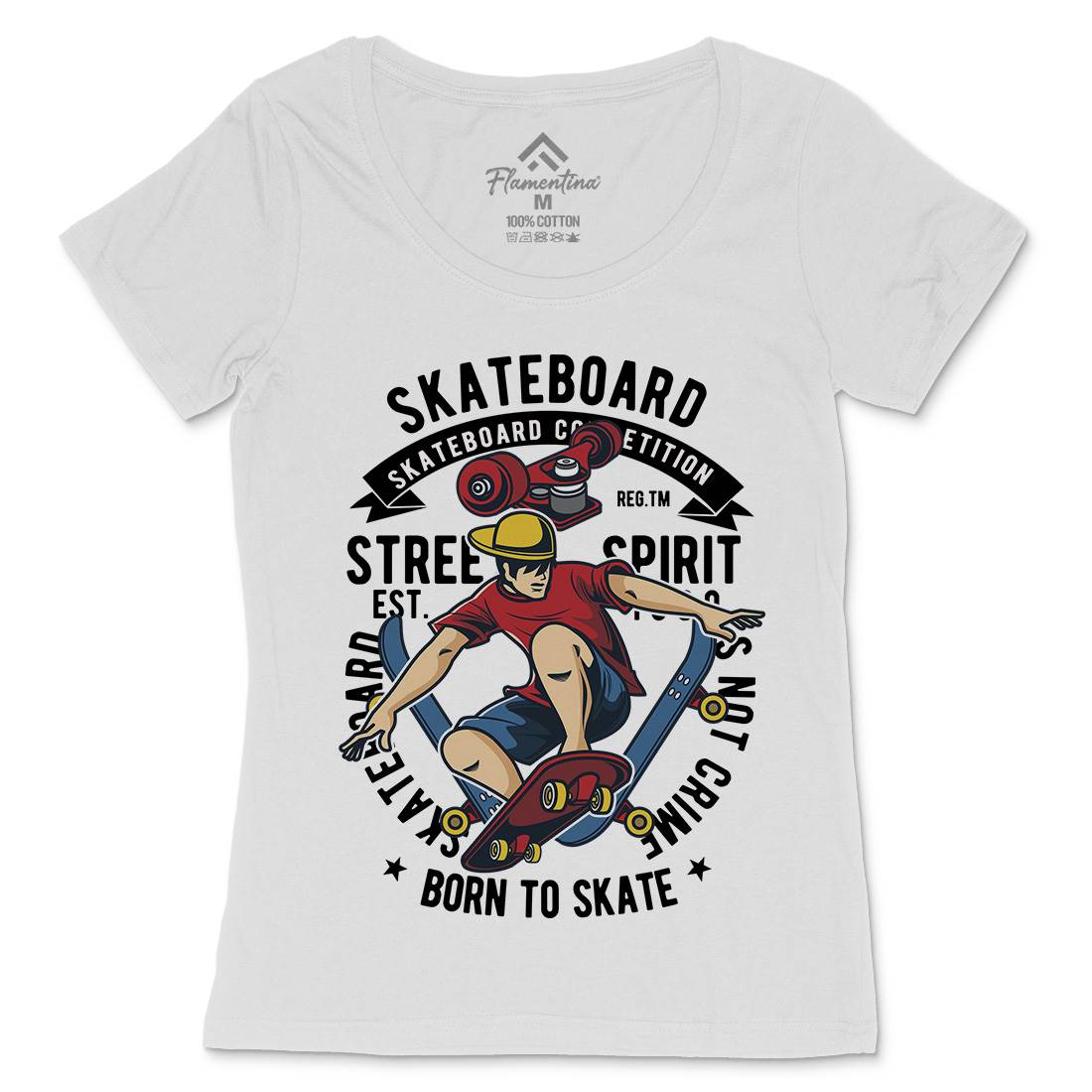 Skateboard Womens Scoop Neck T-Shirt Skate C439