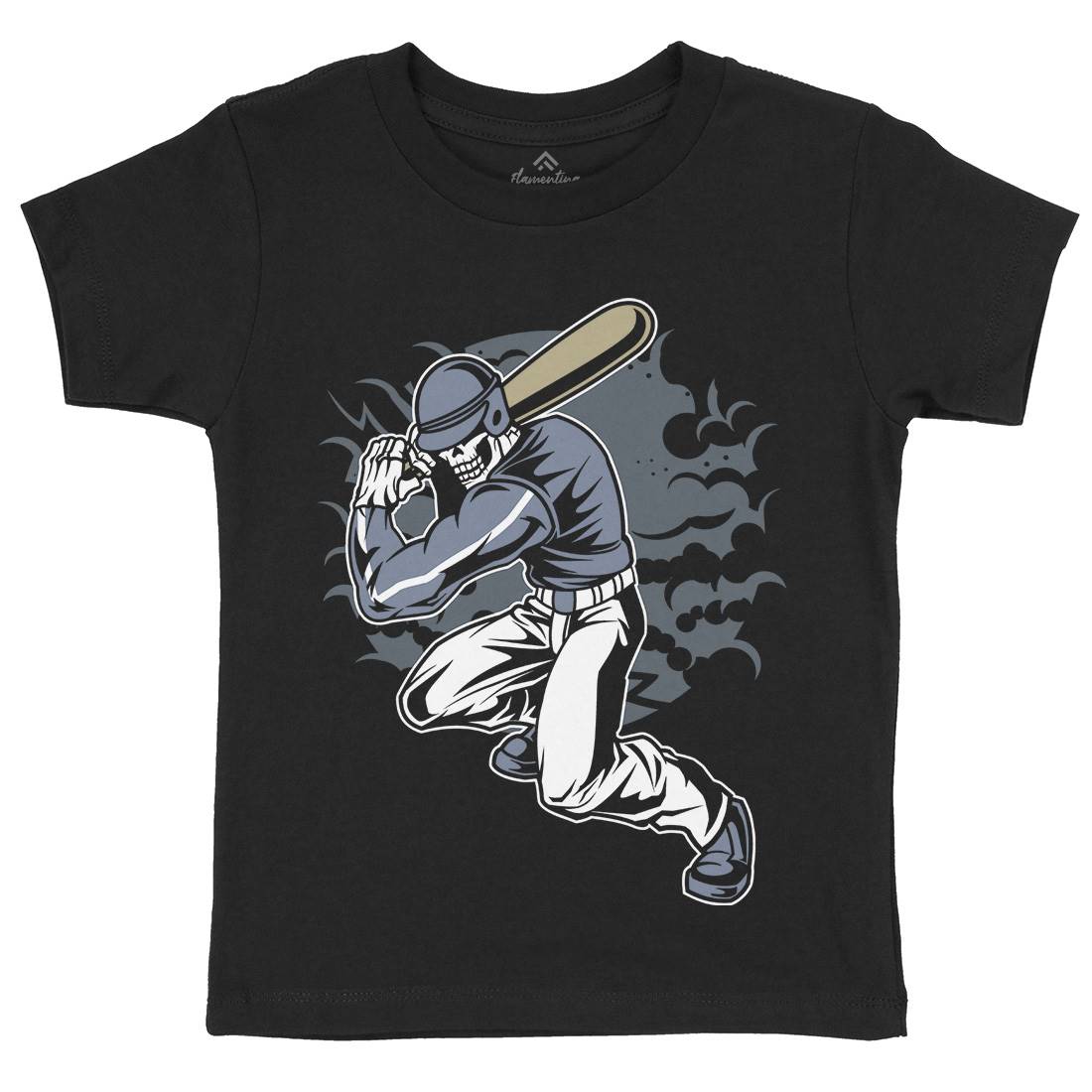 Skull Baseball Kids Organic Crew Neck T-Shirt Sport C441