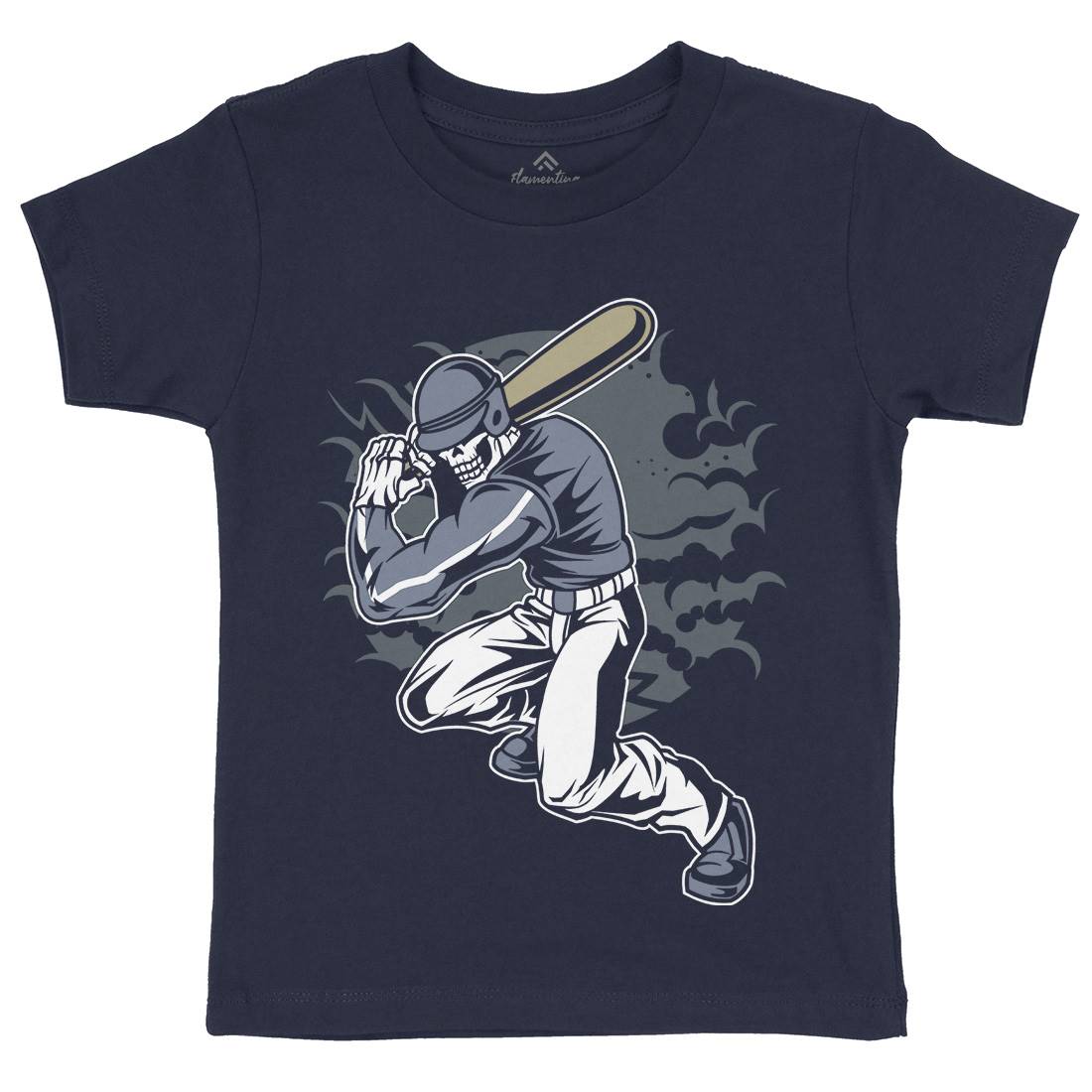 Skull Baseball Kids Organic Crew Neck T-Shirt Sport C441