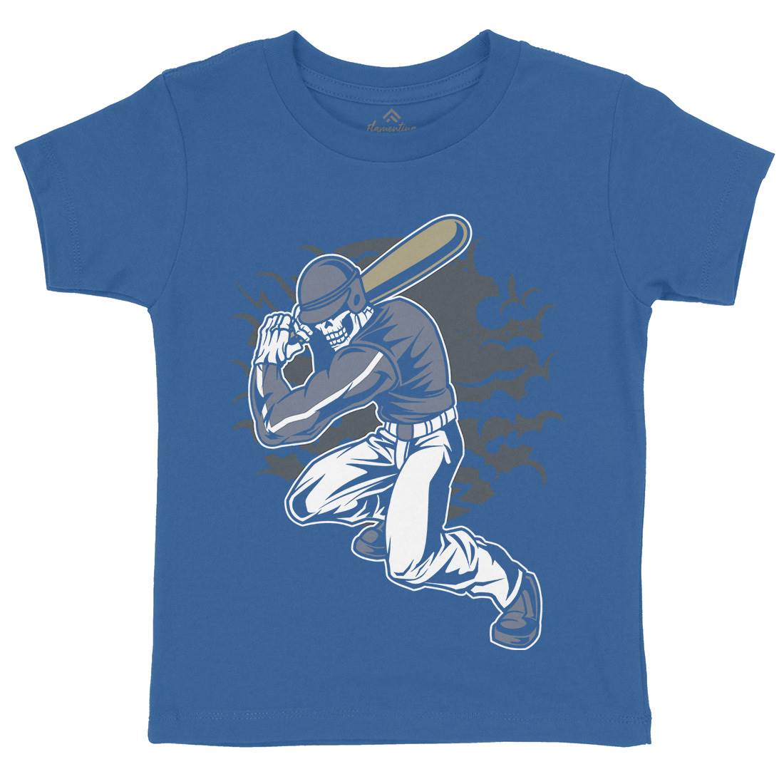 Skull Baseball Kids Crew Neck T-Shirt Sport C441