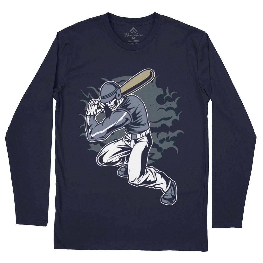 Skull Baseball Mens Long Sleeve T-Shirt Sport C441