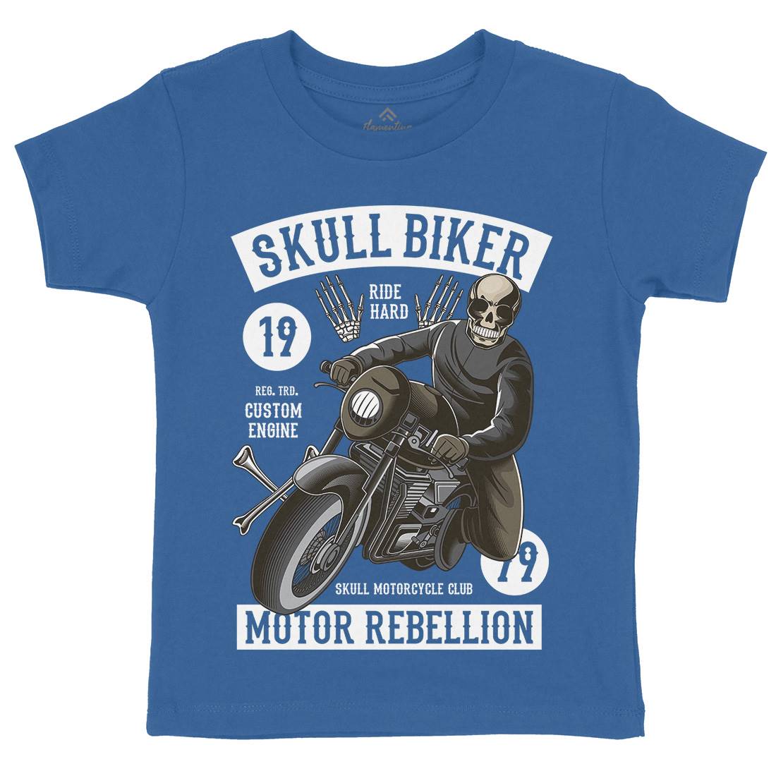 Skull Biker Kids Crew Neck T-Shirt Motorcycles C442