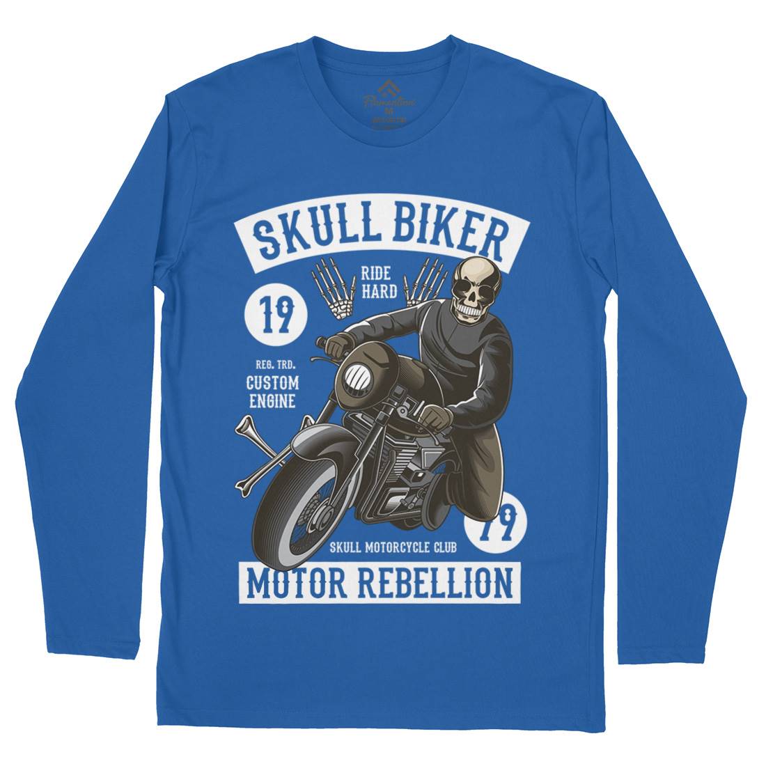 Skull Biker Mens Long Sleeve T-Shirt Motorcycles C442