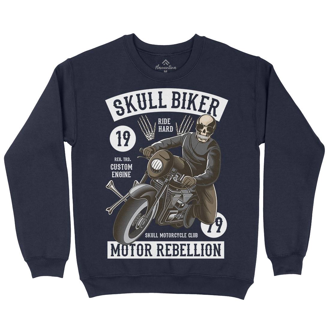 Skull Biker Kids Crew Neck Sweatshirt Motorcycles C442