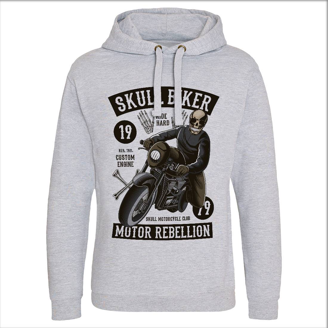 Skull Biker Mens Hoodie Without Pocket Motorcycles C442