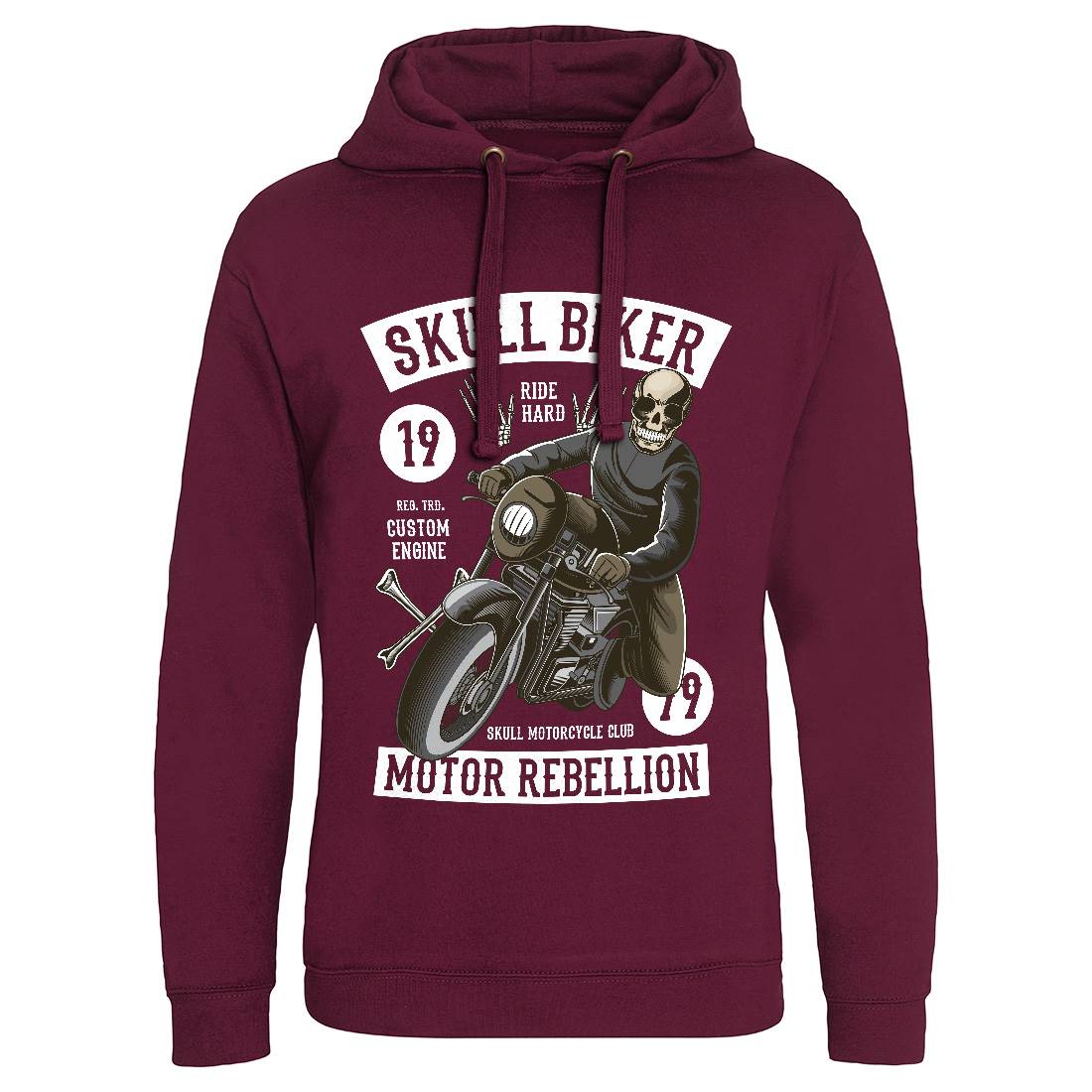 Skull Biker Mens Hoodie Without Pocket Motorcycles C442