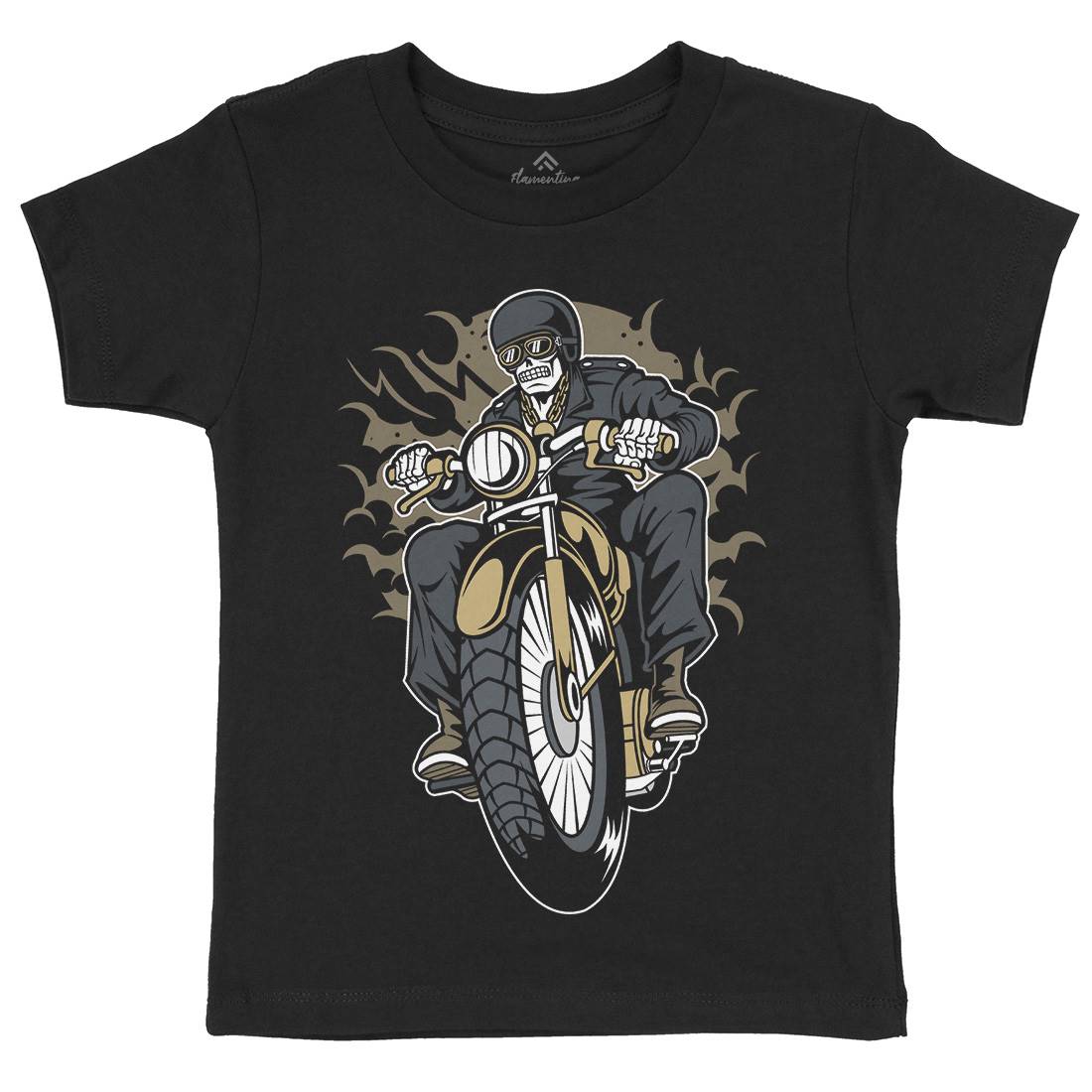 Skull Biker Club Kids Organic Crew Neck T-Shirt Motorcycles C443