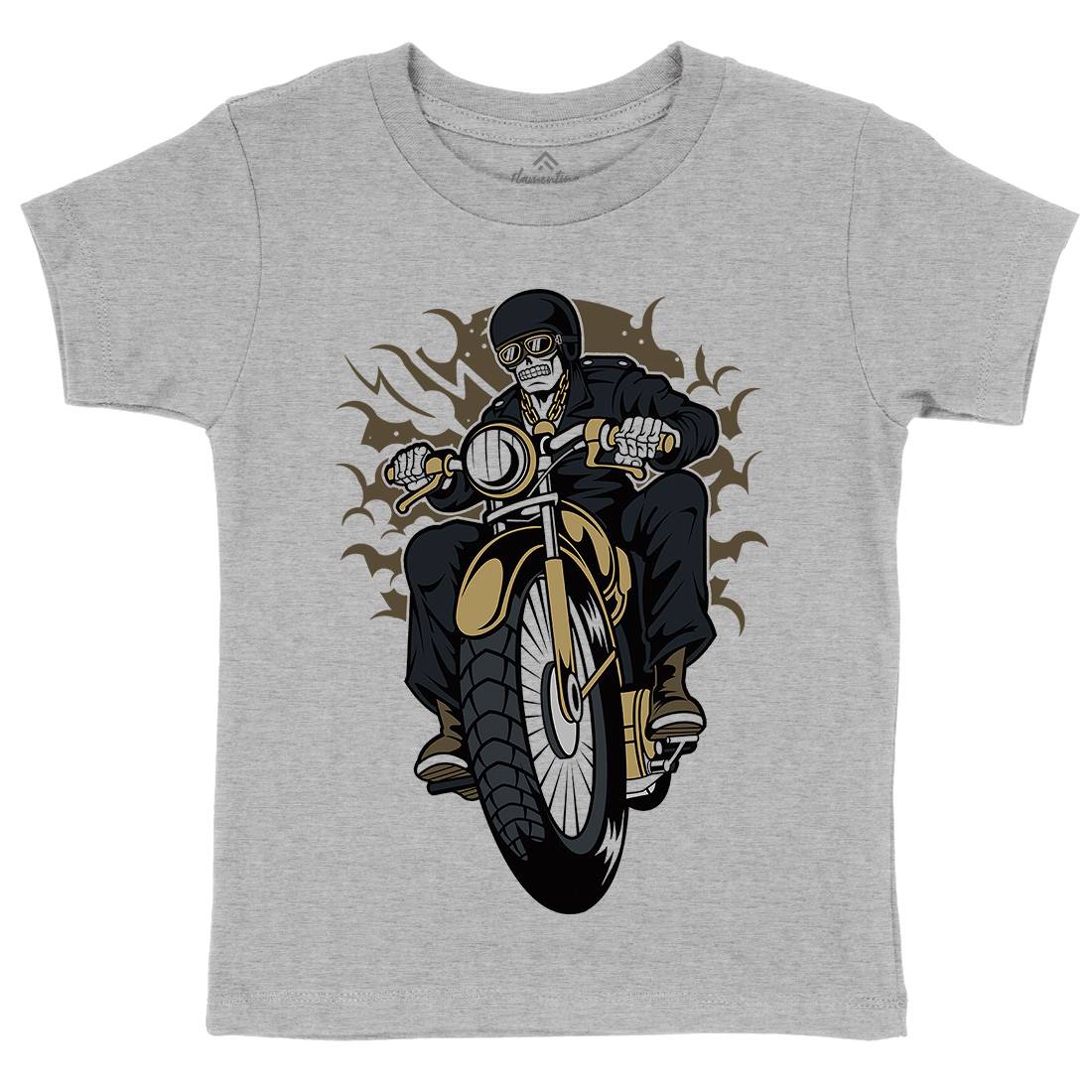 Skull Biker Club Kids Crew Neck T-Shirt Motorcycles C443