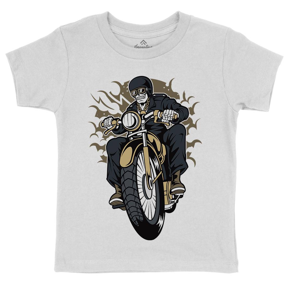 Skull Biker Club Kids Crew Neck T-Shirt Motorcycles C443