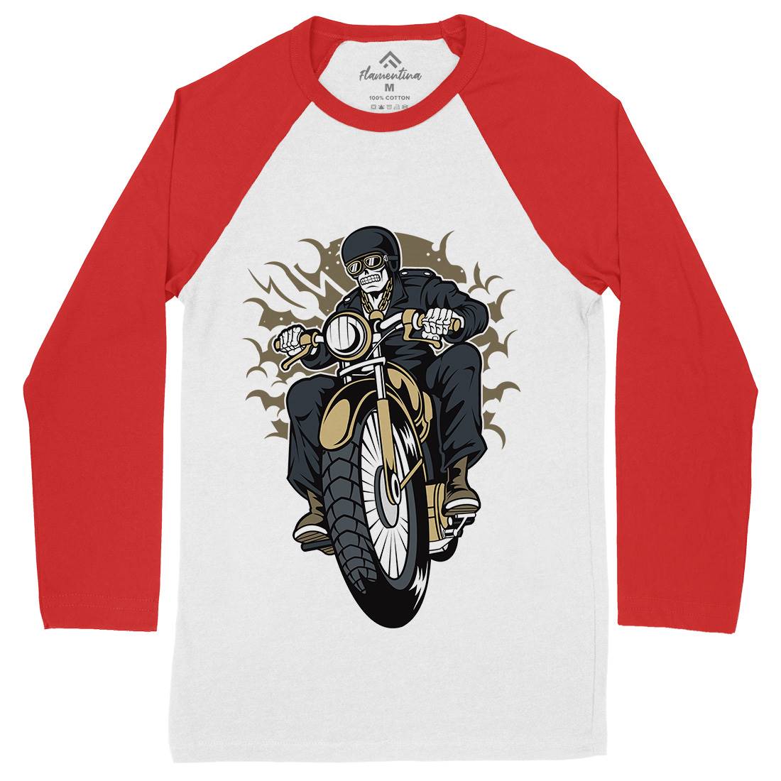 Skull Biker Club Mens Long Sleeve Baseball T-Shirt Motorcycles C443