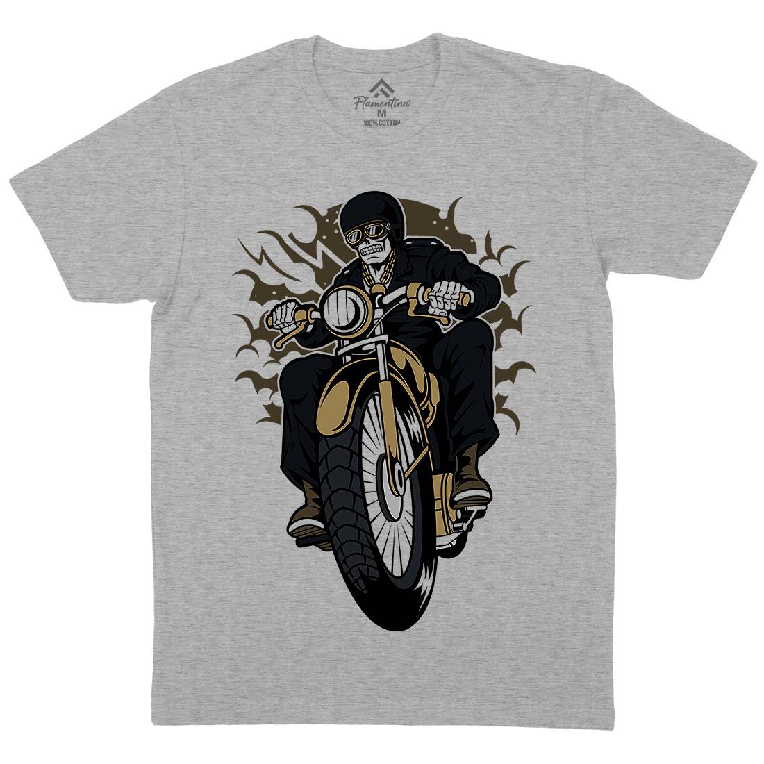 Skull Biker Club Mens Crew Neck T-Shirt Motorcycles C443
