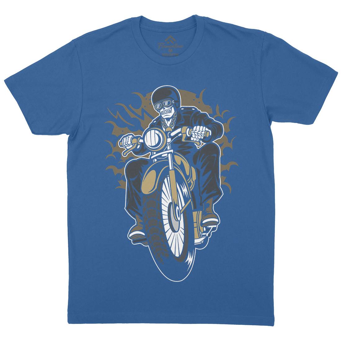 Skull Biker Club Mens Organic Crew Neck T-Shirt Motorcycles C443