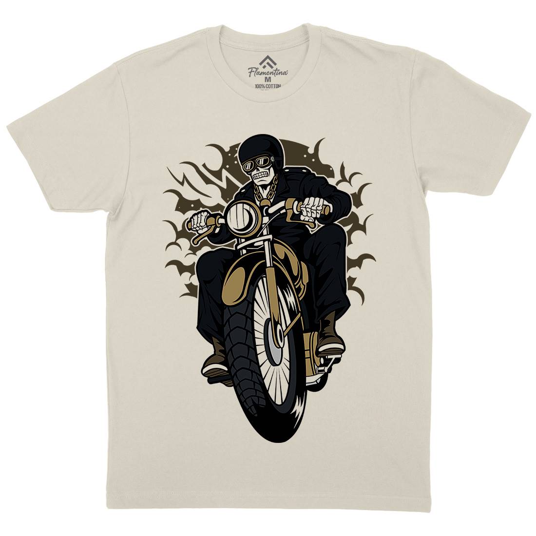 Skull Biker Club Mens Organic Crew Neck T-Shirt Motorcycles C443