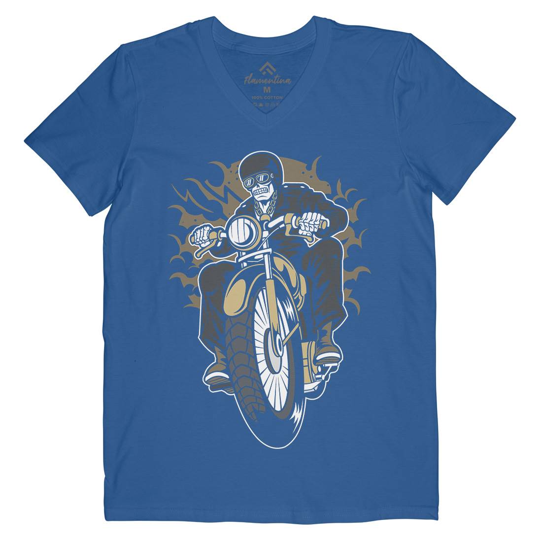 Skull Biker Club Mens V-Neck T-Shirt Motorcycles C443