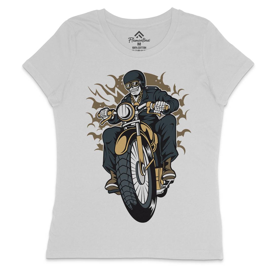 Skull Biker Club Womens Crew Neck T-Shirt Motorcycles C443