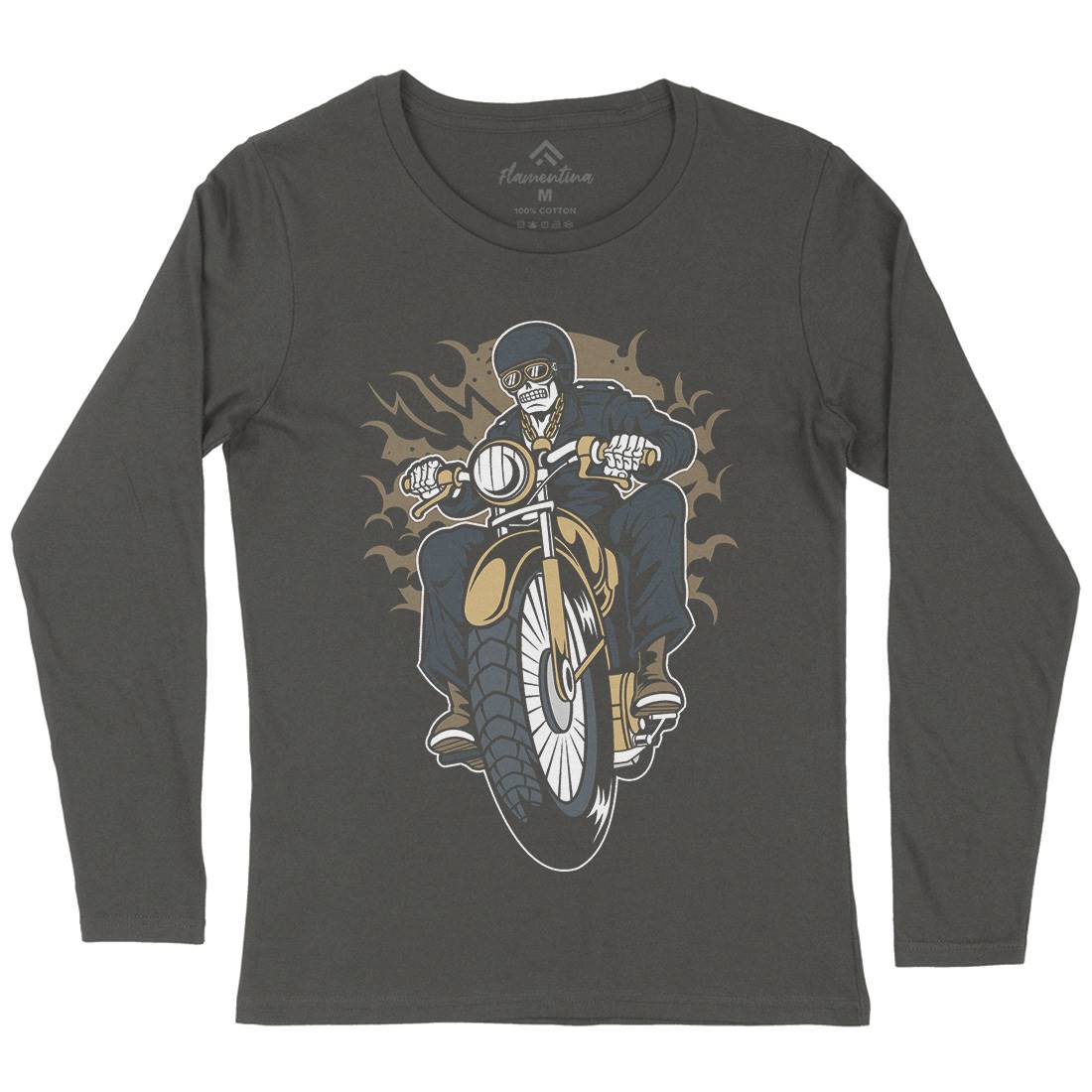 Skull Biker Club Womens Long Sleeve T-Shirt Motorcycles C443