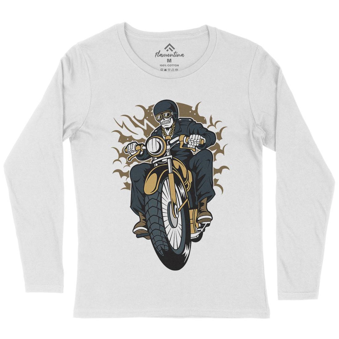 Skull Biker Club Womens Long Sleeve T-Shirt Motorcycles C443