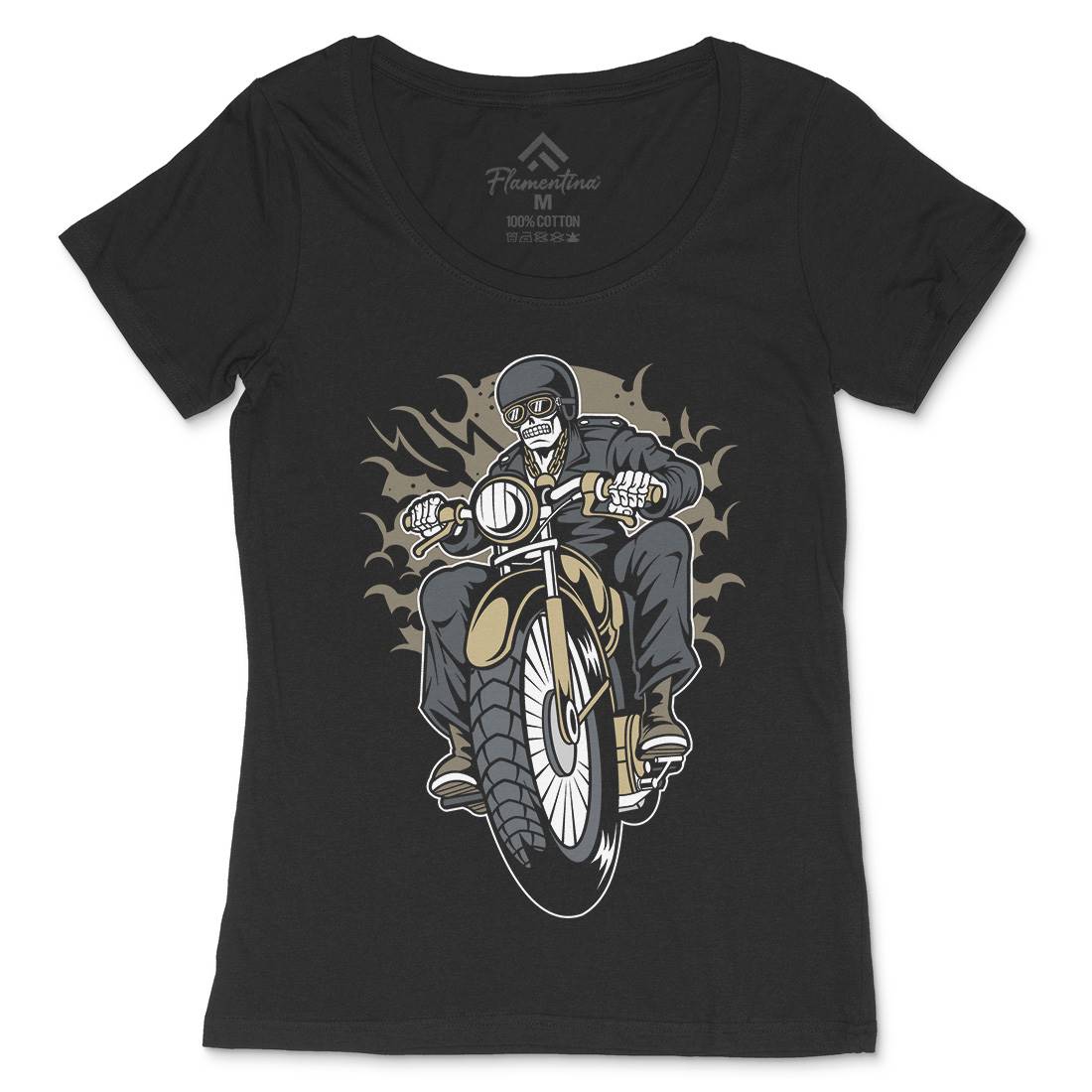 Skull Biker Club Womens Scoop Neck T-Shirt Motorcycles C443