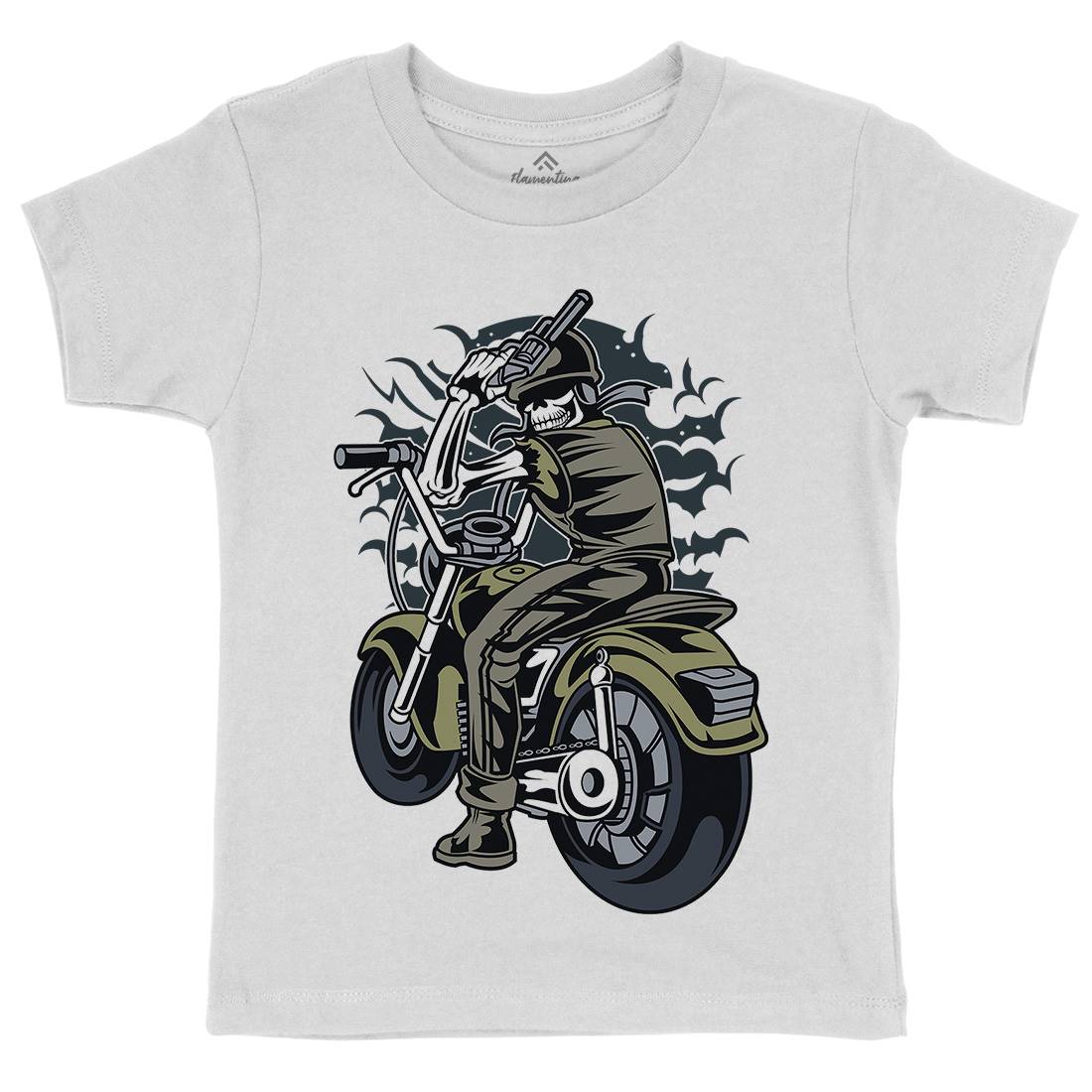 Skull Rider Kids Crew Neck T-Shirt Motorcycles C444