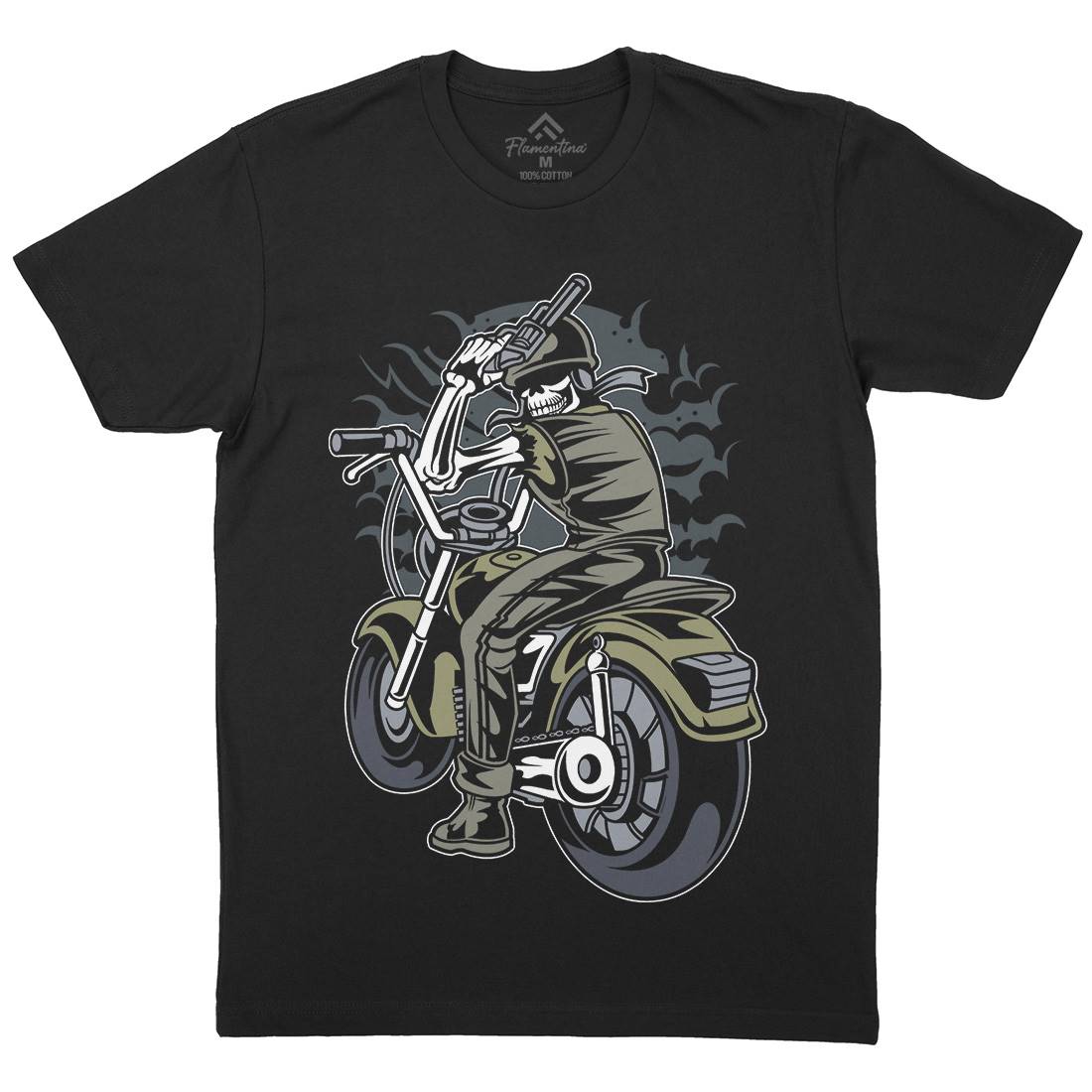 Skull Rider Mens Crew Neck T-Shirt Motorcycles C444
