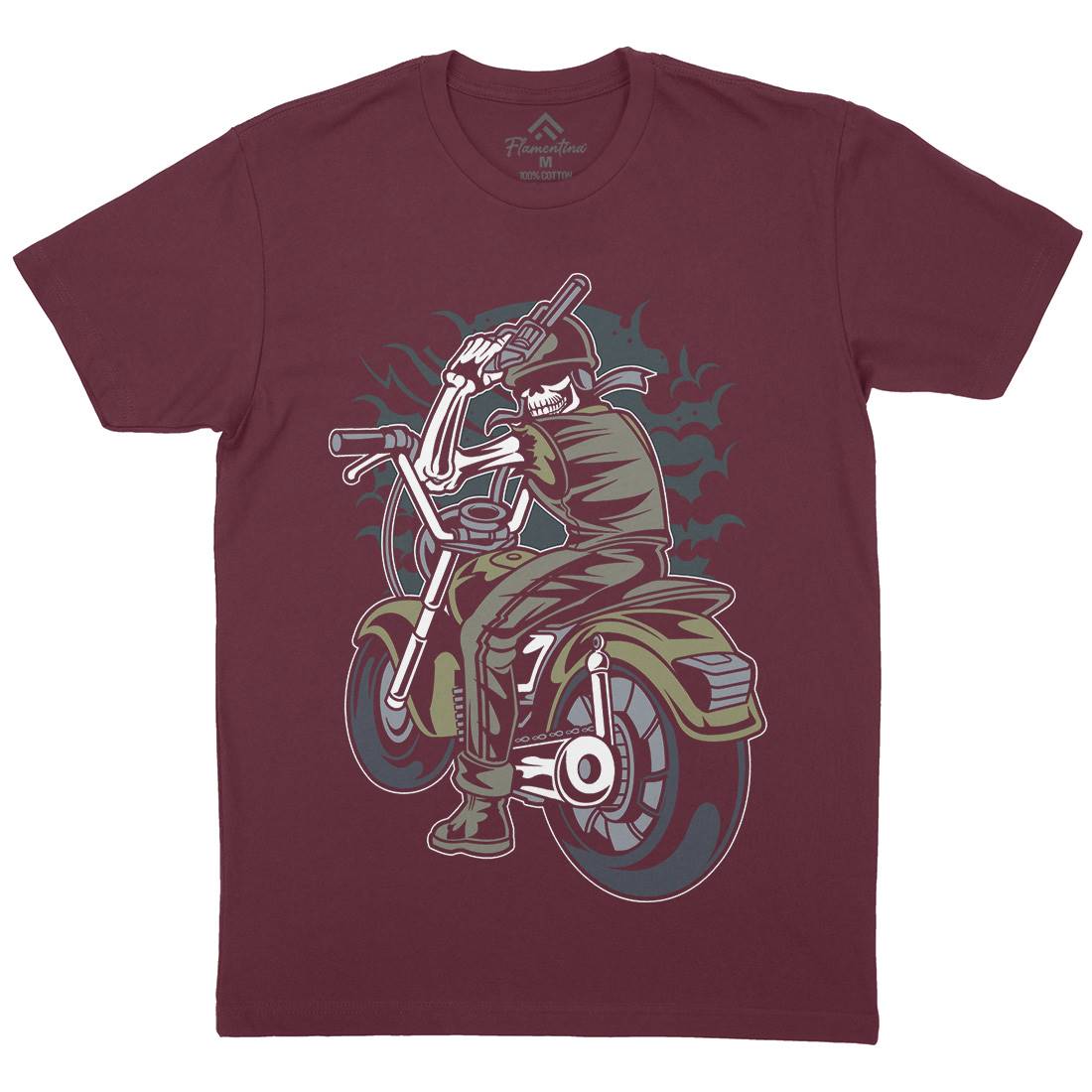 Skull Rider Mens Organic Crew Neck T-Shirt Motorcycles C444