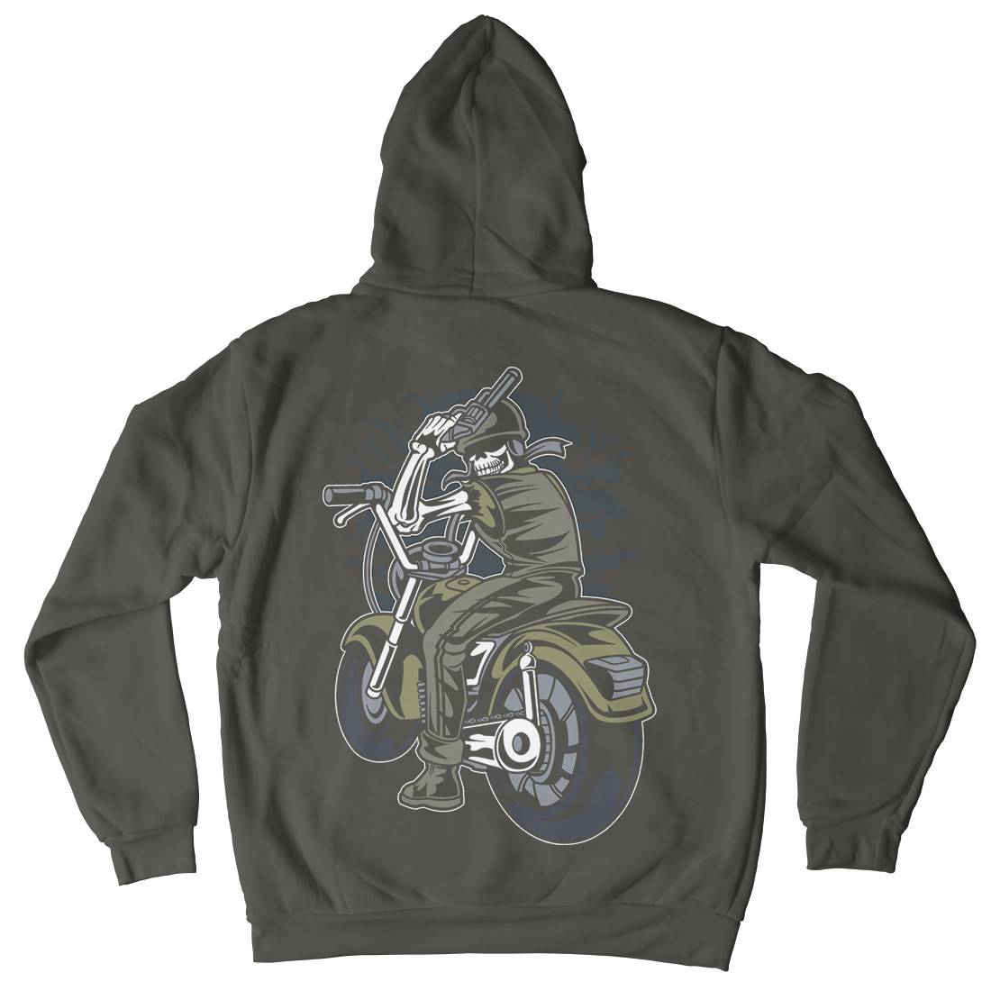 Skull Rider Mens Hoodie With Pocket Motorcycles C444