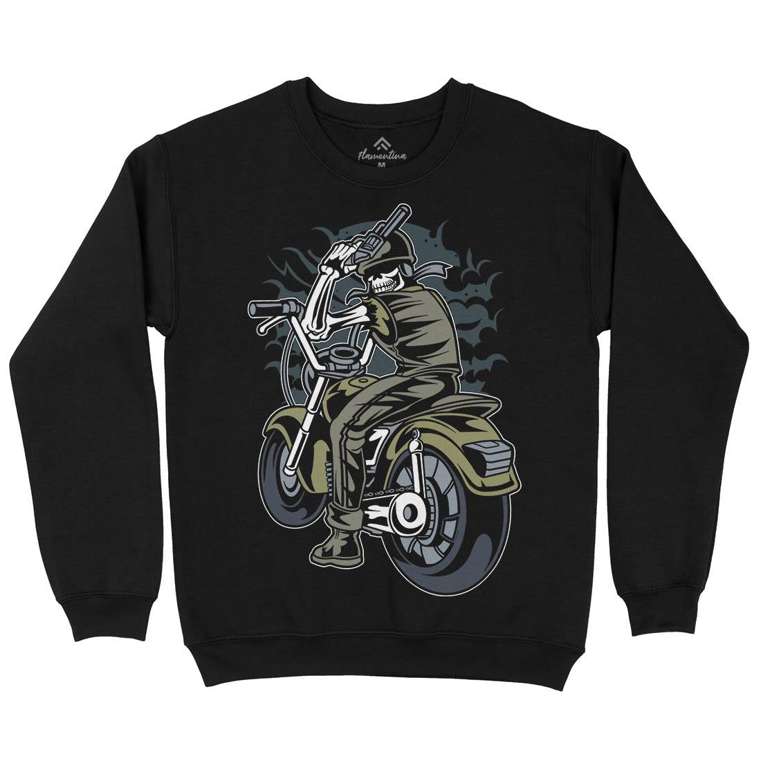 Skull Rider Mens Crew Neck Sweatshirt Motorcycles C444
