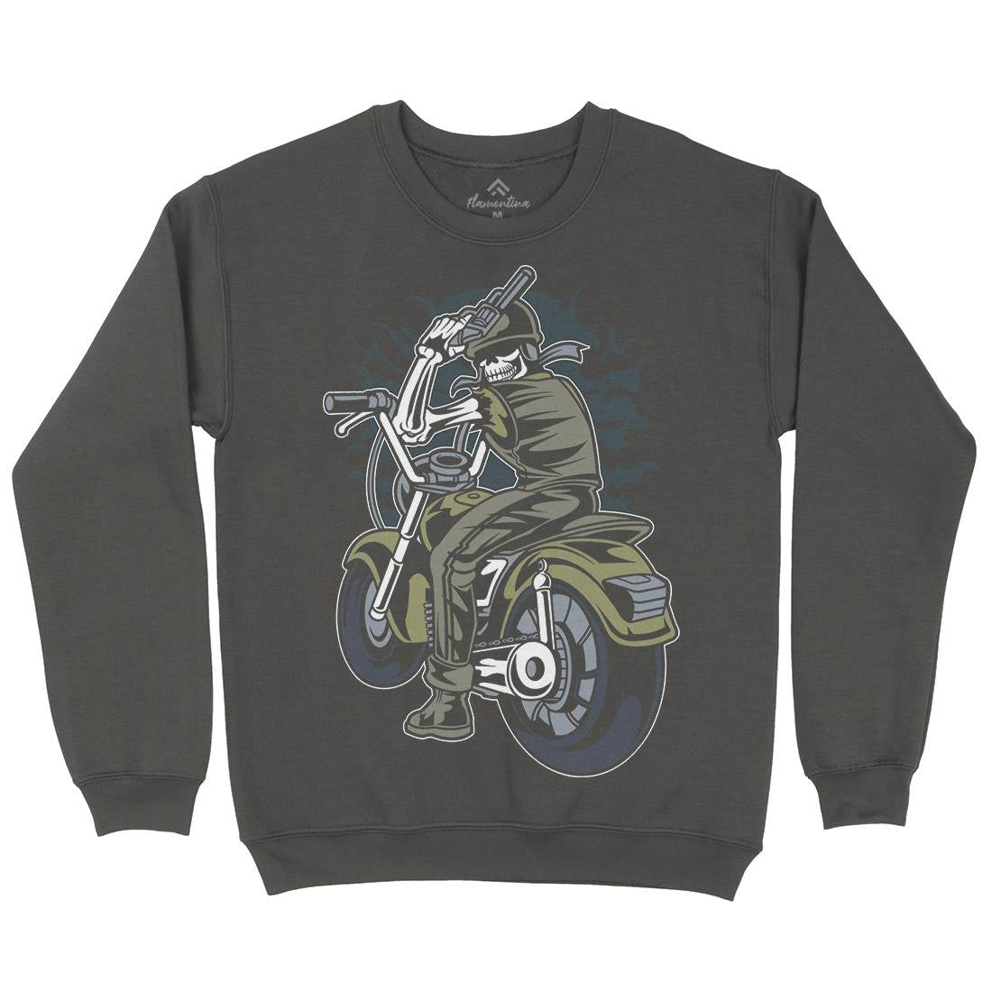 Skull Rider Mens Crew Neck Sweatshirt Motorcycles C444