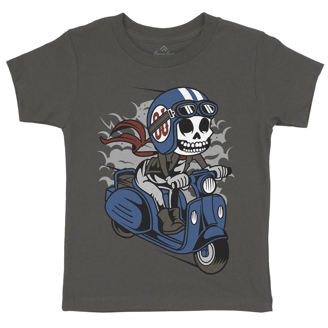 Skull Scooter Kids Crew Neck T-Shirt Motorcycles C445