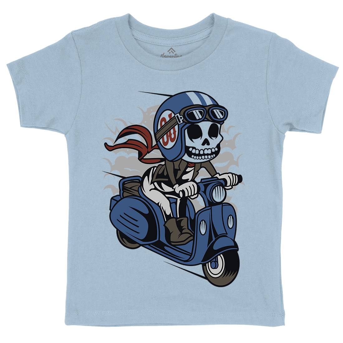 Skull Scooter Kids Crew Neck T-Shirt Motorcycles C445
