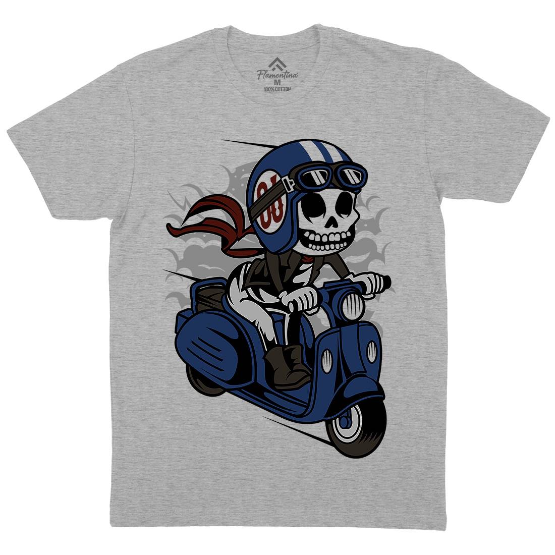 Skull Scooter Mens Crew Neck T-Shirt Motorcycles C445