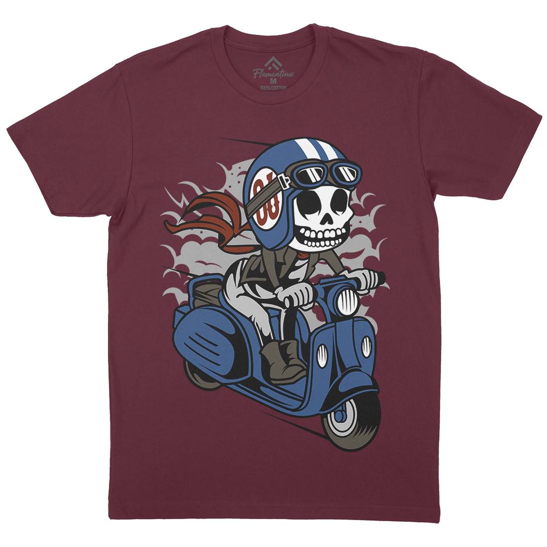 Skull Scooter Mens Crew Neck T-Shirt Motorcycles C445