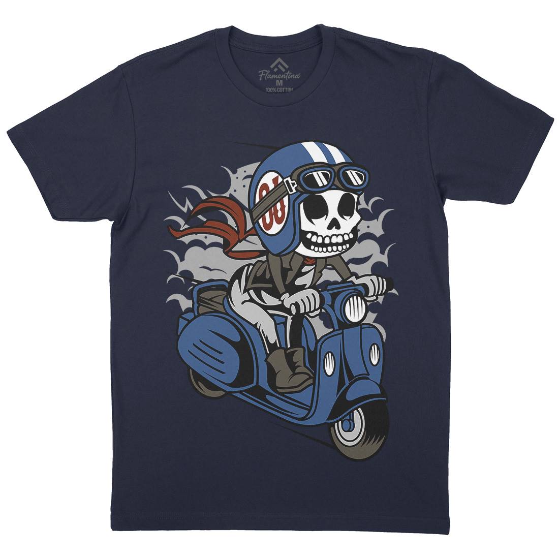 Skull Scooter Mens Organic Crew Neck T-Shirt Motorcycles C445