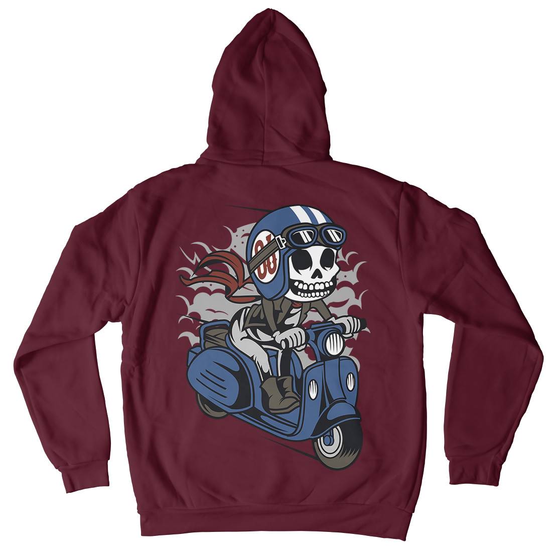 Skull Scooter Mens Hoodie With Pocket Motorcycles C445