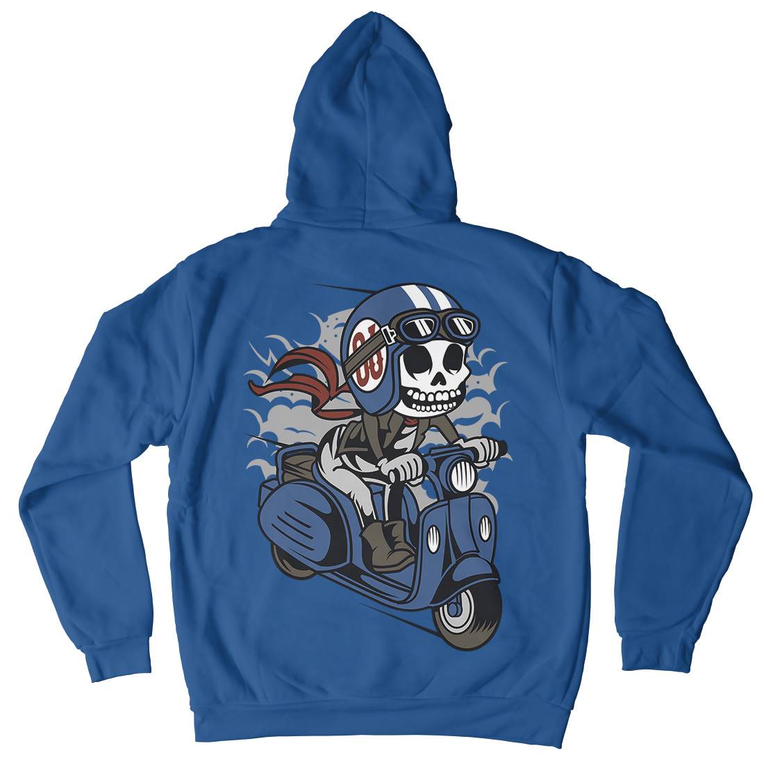 Skull Scooter Mens Hoodie With Pocket Motorcycles C445