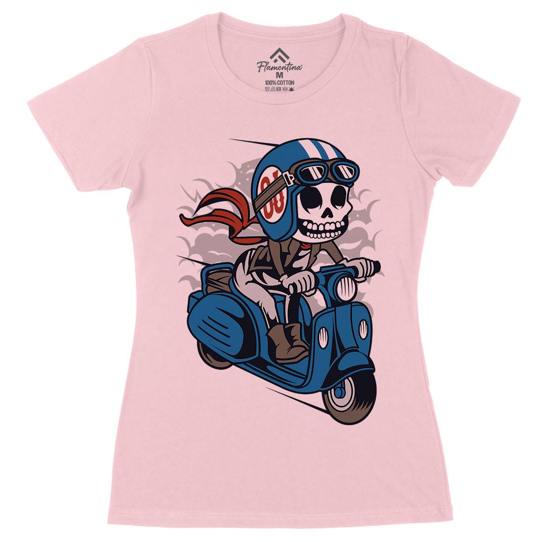Skull Scooter Womens Organic Crew Neck T-Shirt Motorcycles C445
