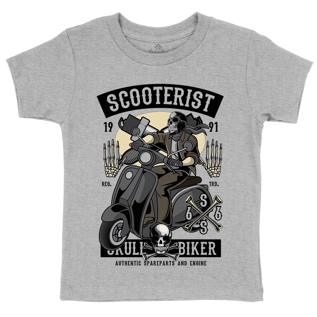 Skull Scooter Kids Organic Crew Neck T-Shirt Motorcycles C446