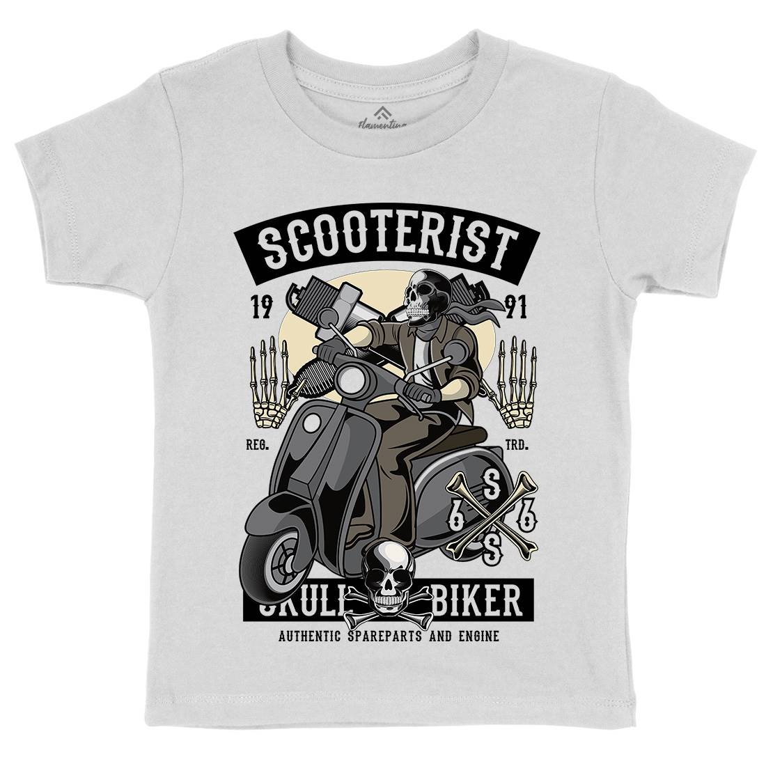 Skull Scooter Kids Organic Crew Neck T-Shirt Motorcycles C446