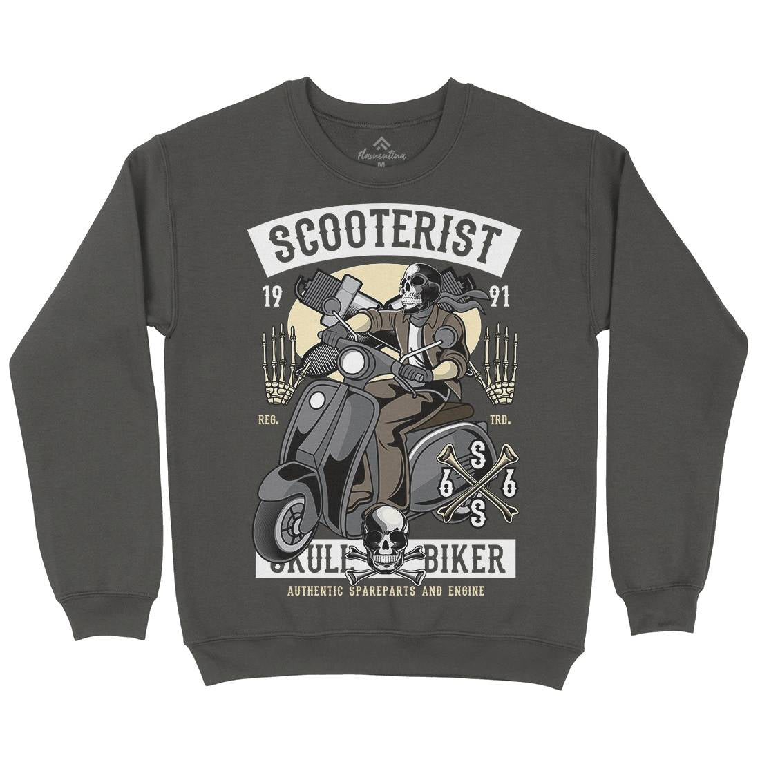 Skull Scooter Kids Crew Neck Sweatshirt Motorcycles C446